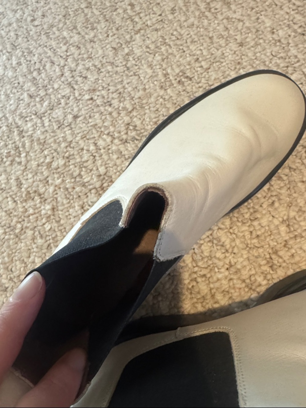 Women's White Leather Chelsea Ankle Boots - Picture 4 of 6